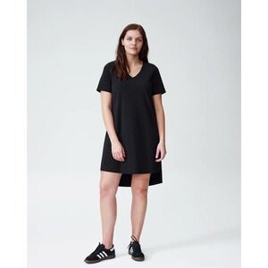 Universal Standard Black Tesino Short Sleeve High Low Hem Dress XS 10/2